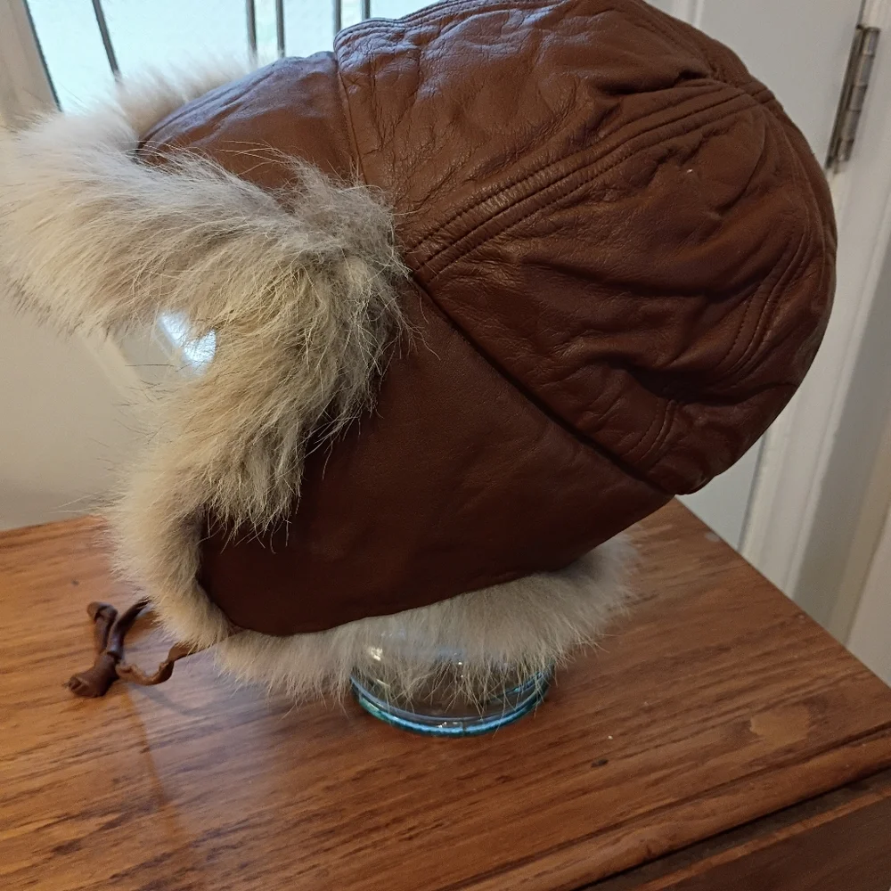 CABELAS SZ XL CROWN CAP GENUINE COYOTE LEATHER COVER CANADIAN TAPPER HAT - Picture 4 of 10